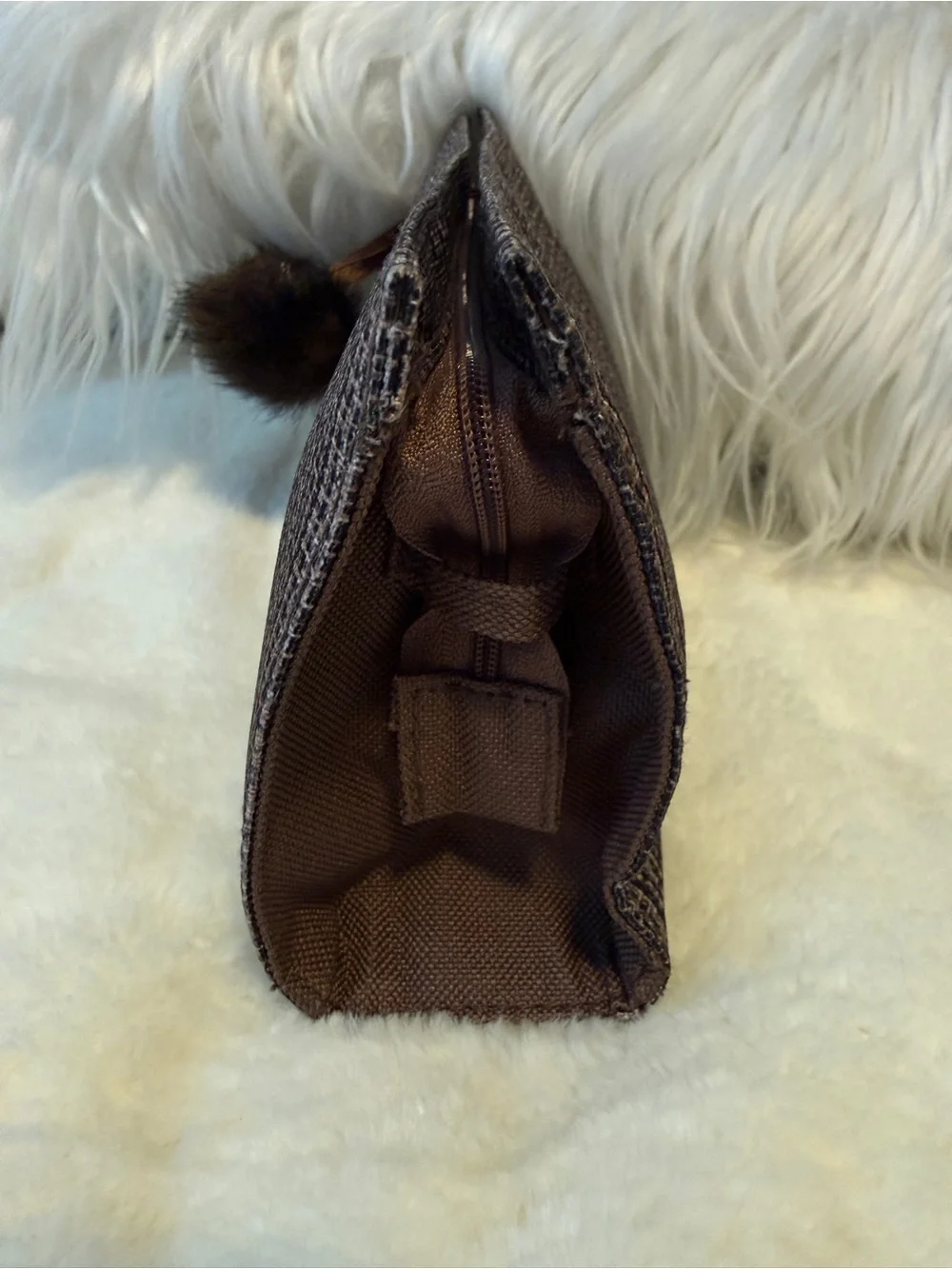 Merle Norman Cosmetic Zippered Bag With Pom